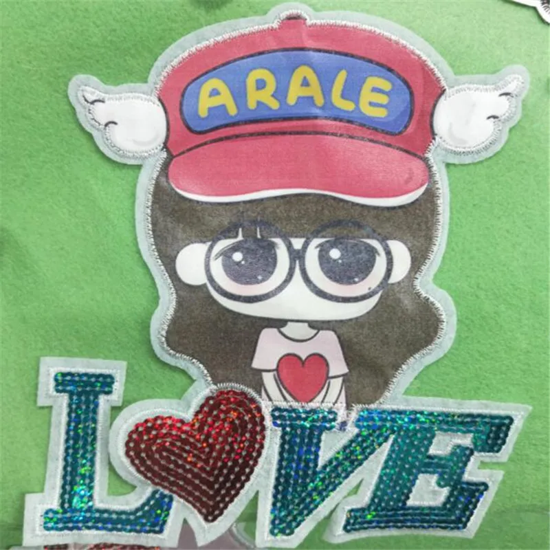 

1pcs/lot Love girl Letter Sequined Embroidered Patches Iron on Badge Sticker For Clothes Applique DIY Craft Decoration