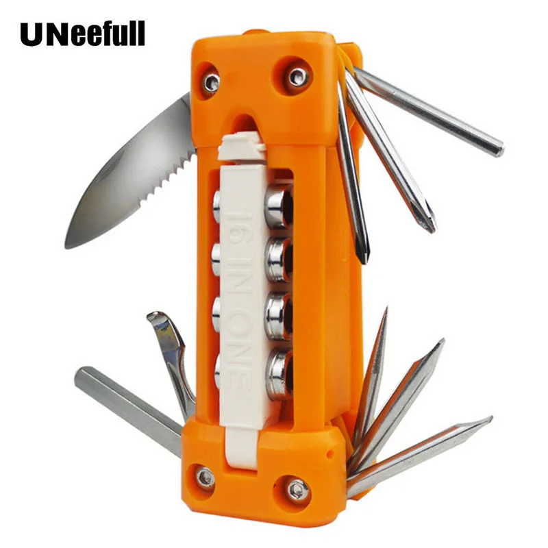 

UNeefull Multi-function Sets,Outdoor Folding Combination Tool With Knife, Saw,Screwdriver,Wrench socket,LED light,Outdoor Tool