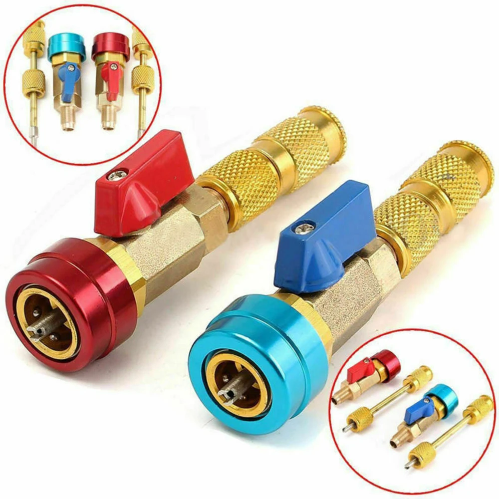 New 2 pcs R134A Valve Core Quick Remover Car Air Conditioner AC Remover Installer Repair Tool Kit Blue/Red For Car Auto