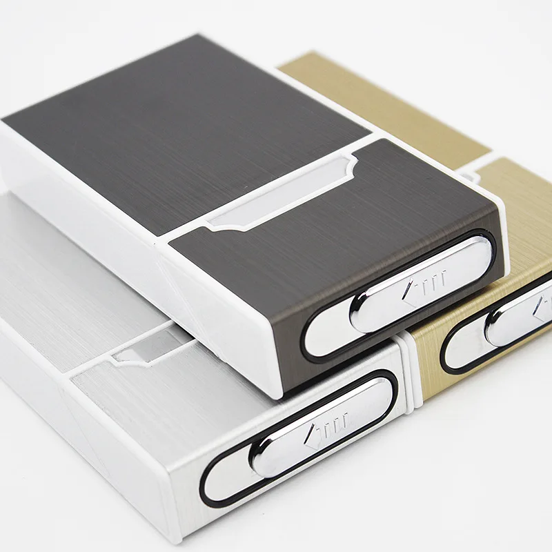 

Lengthen Slim Rechargeable Cigarette Case 20 Sticks Creative Female Ultra-thin Smoking Case with USB Cigarette Lighter