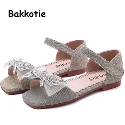 Bakkotie 2019 новые летние детские Модная одежда для девочек со стразами сандалии с бабочкой детские мягкие Туфли под платье принцессы розового