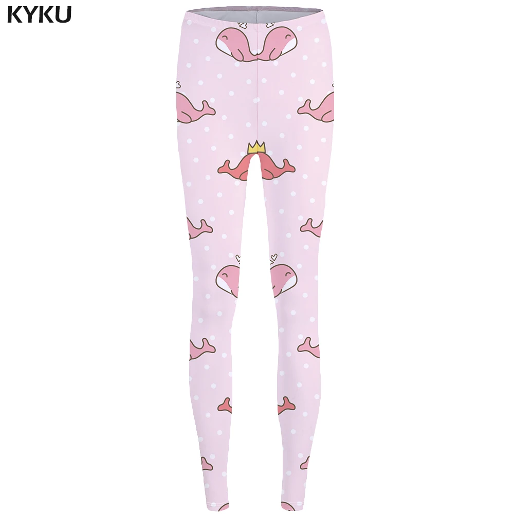 KYKU бренд панда леггинсы розовые леггинсы с 3D принтом брюки Узкие Высокая талия для женщин теплые зимние модные низ