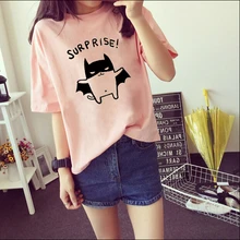2015 Women’s Summer T-Shirt Clothes Shirt O-neck Lovely Bat Printed 3 Colors Short Tops Free Shipping