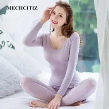 MECHCITIZ Новое Кружевное термальное эротичное нижнее белье Дамская одежда зима осень тонкий теплый нижнее белье кальсоны для женщин в форме наборы