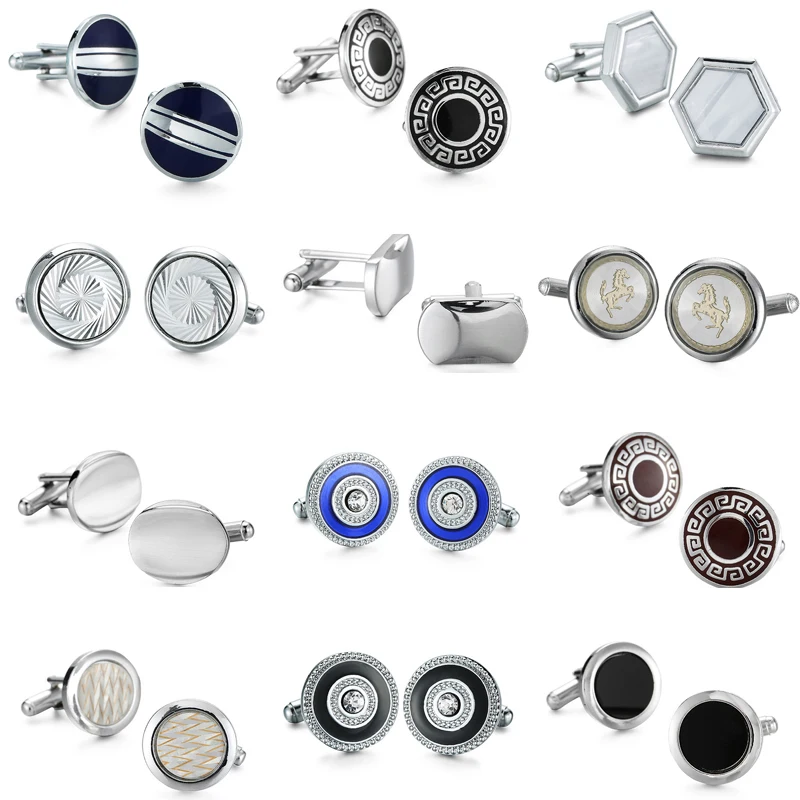 

WN The all-new eighteen Crystal Enamel craft design classic style round Horse Cufflinks fashion men's French shirt Cufflinks