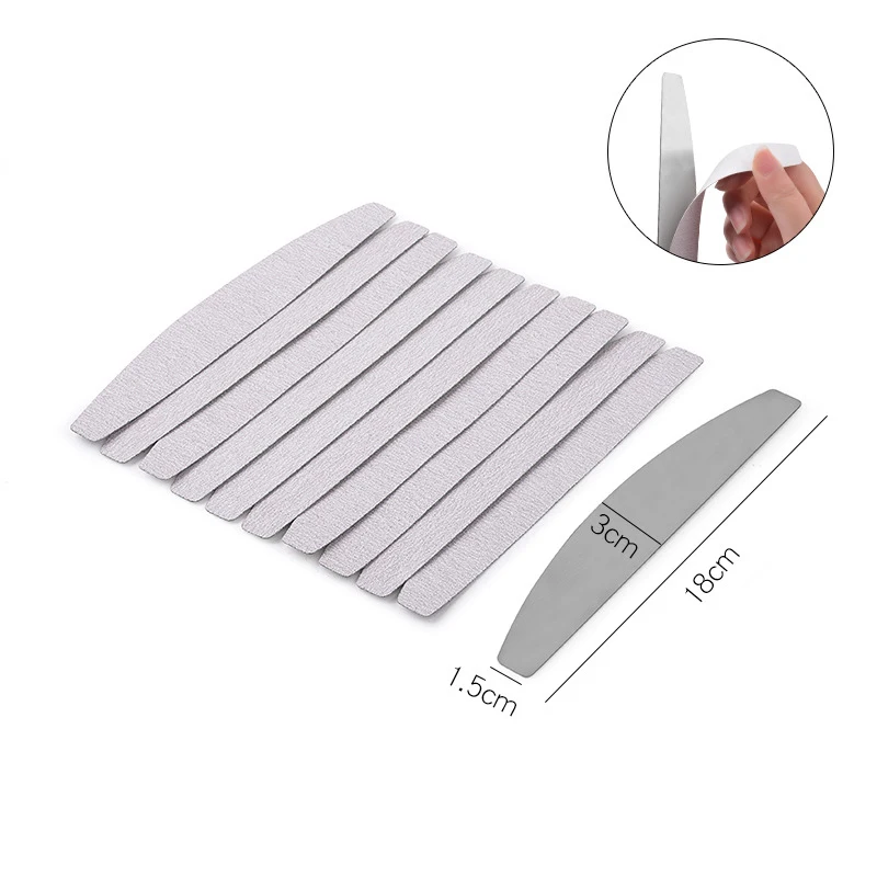 Metal Nail File Handle with 5pcs 180 Grit Sandpaper 5pcs 100 grit Sandpaper Replacement Disposable Sand Paper Pads Files Supply - Цвет: 03