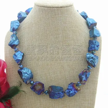 

N052210 Blue Titanium Quartz Rough Nugget Crystal Necklace