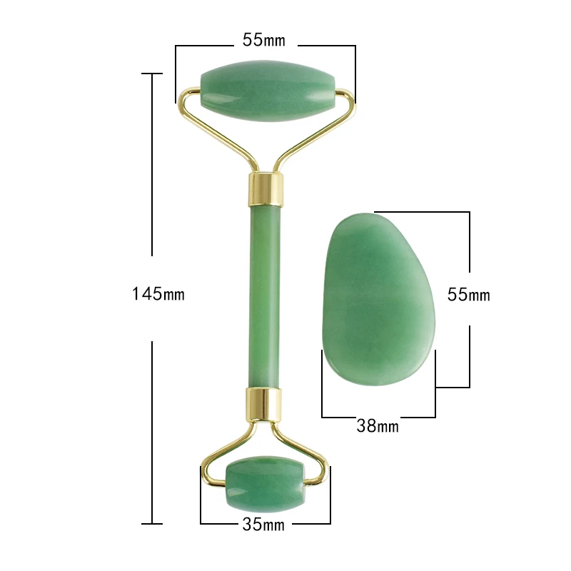 Нефритовый ролик Гуаша набор инструментов натуральный зеленый авантюрин массаж подтяжка лица скребок для кузова для похудения против морщин целлюлита подарочная коробка