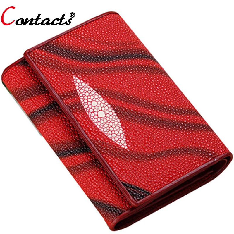 CONTACT S Genuine Leather Wallet Women Bag Luxury Brand Female Purse Card Holder Printing Short Ladies