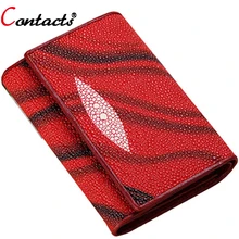 CONTACT’S Genuine Leather Wallet Women Bag Luxury Brand Female Purse Card Holder Printing Short Ladies Clutch Dollar Price Walet