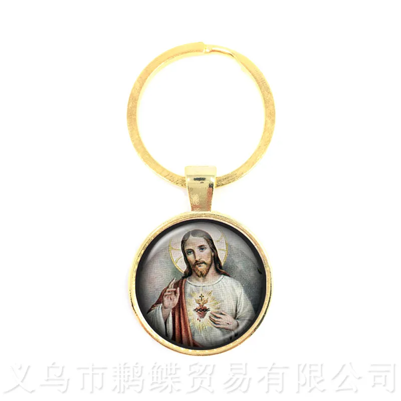 

Jesus Art Picture Locket Pendant Keychain Religious Glass Dome Locket Key Chain Best Gifts For Christians