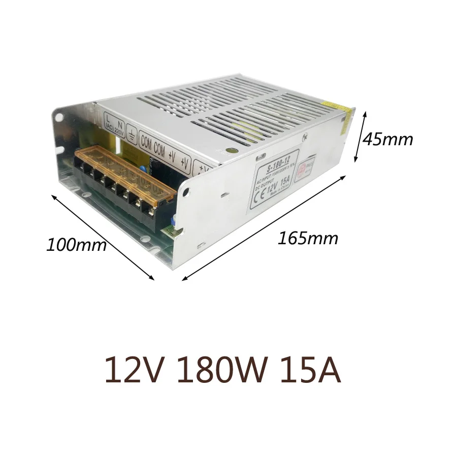 Блок питания 12V AC110-220V светодиодный драйвер 1A 2A 3A 5A 6A 10A 15A 20A 30A 33A трансформаторы систем освещения Светодиодный источник питания для светодиодный полосы - Цвет: 15A   180W