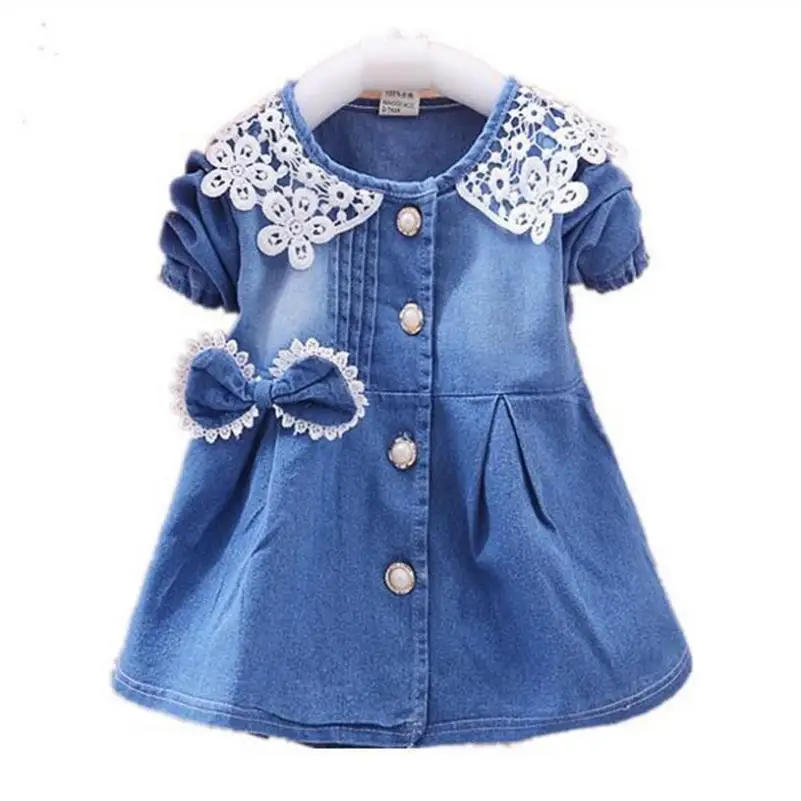 2019 Girls Fashion Spring And Autumn Jean Jackets Kids Lace Coat Long Sleeve Button Denim For 1-4y New | Детская одежда и обувь