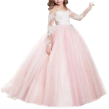 

Elegant Wedding Bridesmaids Dresses for Kids Tutu Tulle Puffy Girls Dress Kids Girls First Communication Party Princess Dress