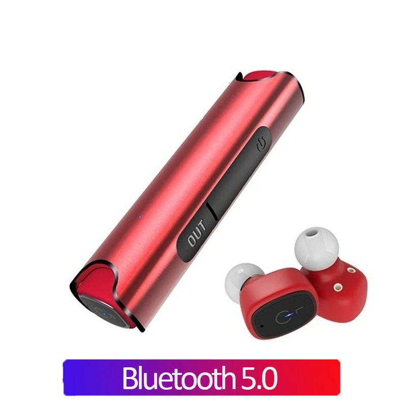 Модернизированные наушники S2 Bluetooth 5,0 TWS, мини беспроводные наушники, стерео Музыкальная гарнитура с зарядным устройством TWS, наушники 5,0, водонепроницаемые - Цвет: Red