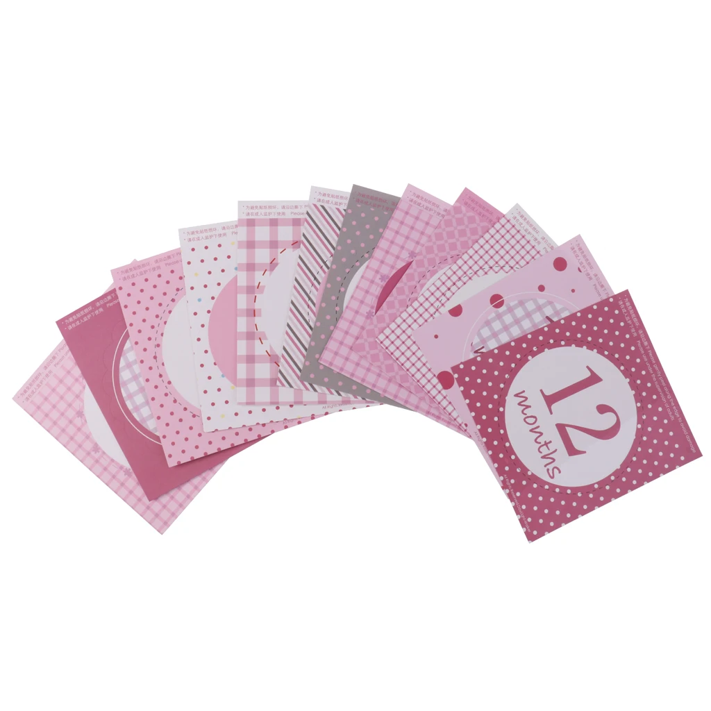 Cute Paper Baby Monthly Sticker Party Baby Shower Photo Prop 1 -12 Months