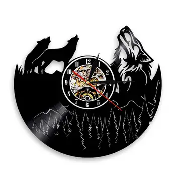 

1Piece Wolf Vinyl Record Wall Clock Creative Classic Home Decor Musical Handmade CD Time Clock Relogio De Parede