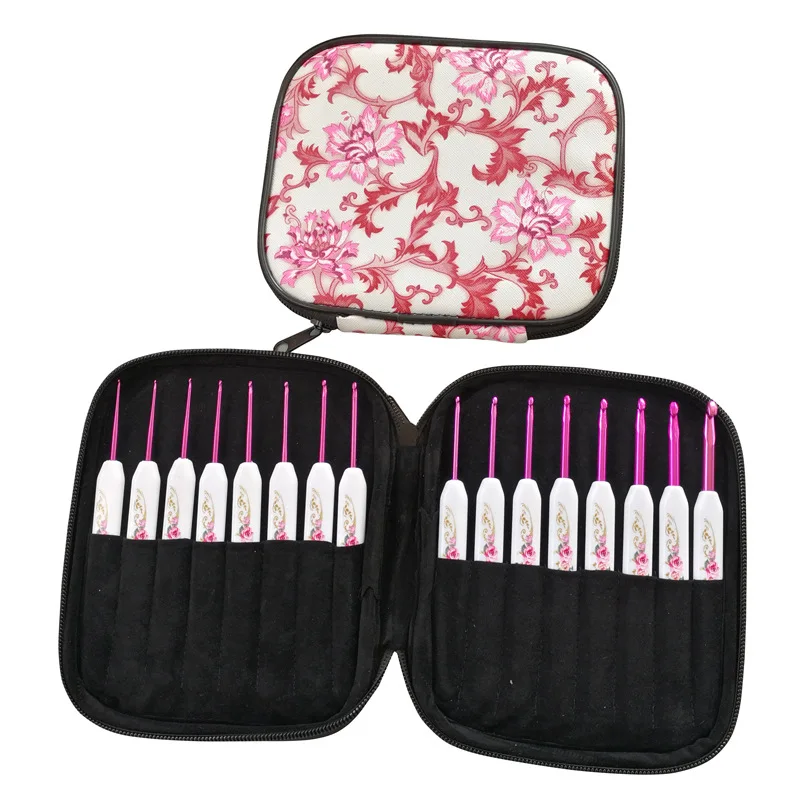 

New Classical Style Crochet Hook Set 16pcs Mix Sizes 1.0-6.0mm Aluminum Crochet Needles With Case Sweater Weave Knitting Tools