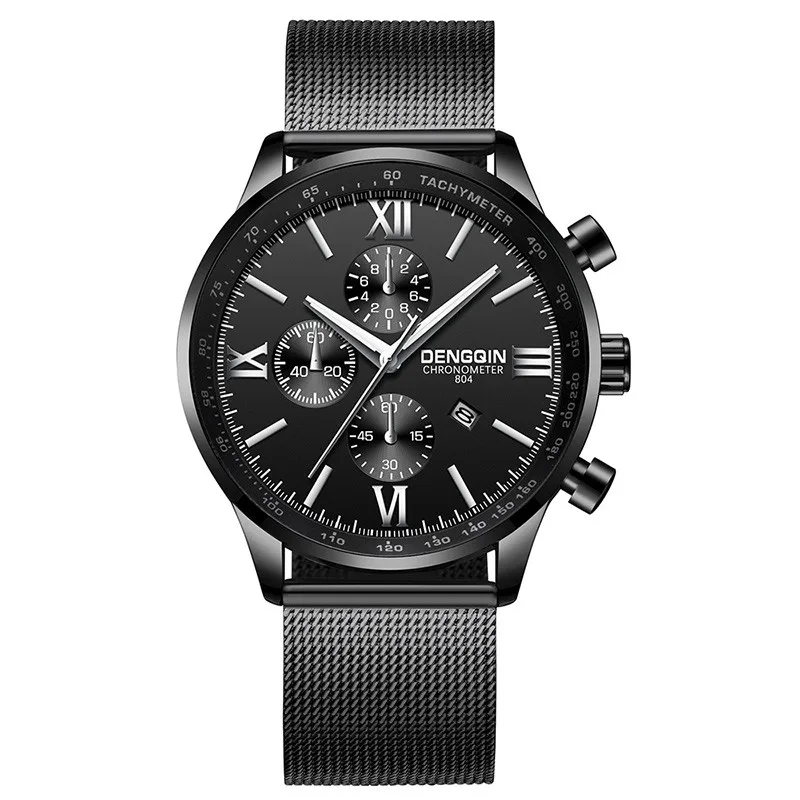 

Business Men's Watches Alloy Buckle Clasp Watch Stainless Steel Quartz Casual Clock Unique Round Analog Date Wrist Watch_STH