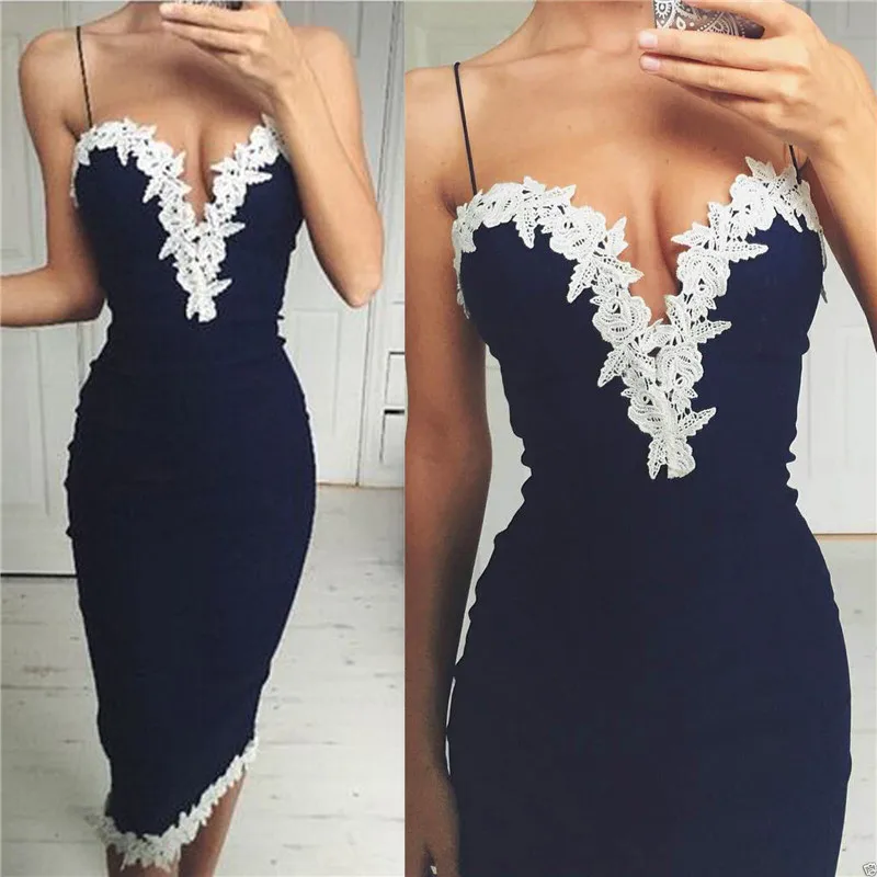 

Newest Hot Womens Slim Lace Bandage Bodycon Party Pencil V-Neck Dress Sexy Formal Dresses 2019 #327