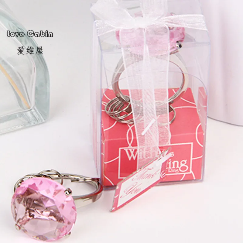 Wedding gift Diamond ring shape keychain Key accessories wedding favors and gifts for guest married Favors 50pcs, pop keychain toys