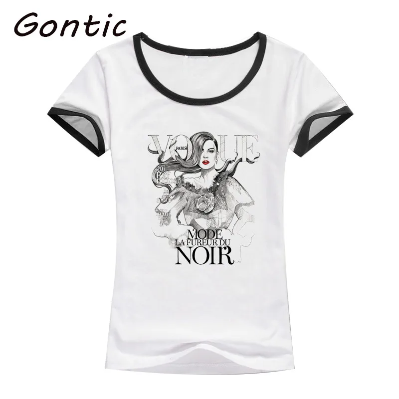 

Harajuku Summer T Shirt Women Fashion VOGUE Printed sketch Sexy lady casual white tops girl street wear O-Neck size S-XXL shirt