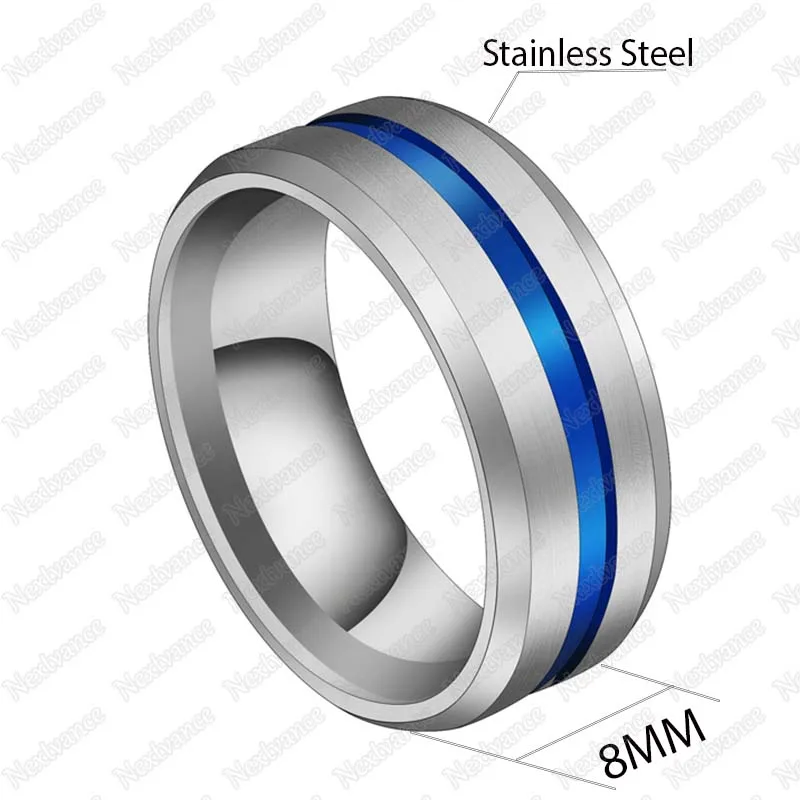 8MM Stainless Steel Black Blue Groove Ring For Men Wedding Bands Rainbow Rings Male Jewelry Nextvance Trendy wedding rings finger rings jewelry rings ring jewelry