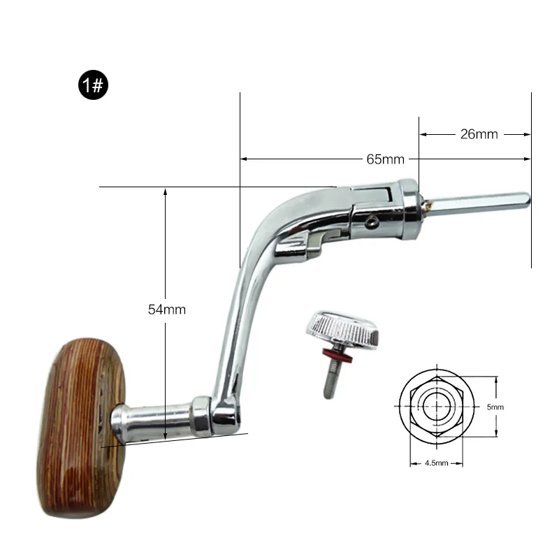 

Newly New Metal Spinning Reel Folding Rocking Arm Wheel Grasp Wooden Rocking Handle Fishing Accessories FMS19