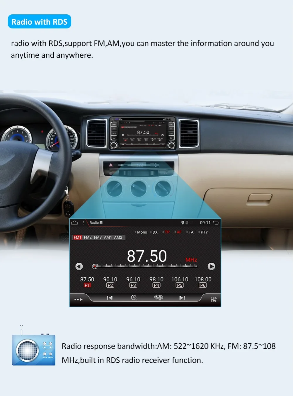 Excellent 2 din Android 9.0 car multimedia player for Toyota Hilux VIOS Old Camry Prado RAV4 Prado 2003-2008 4 core car dvd player wifi BT 12