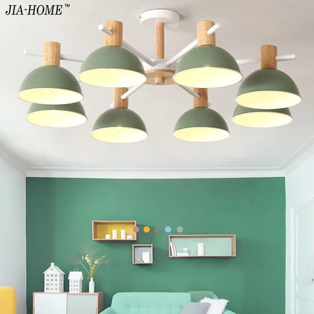 Solid Wood Chandelier For Living Room Bedroom Iron Color Lampshade Solid Wood Chandelier For Living Room Bedroom Iron Color Lampshade Led Lighting Res Para Sala