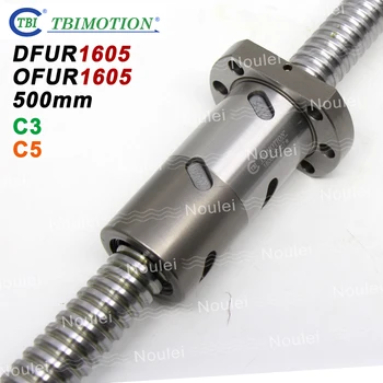 

TBI C3 C5 Ball screw 1605 500mm with DFU1605 OFU1605 Double Nut High Precision Ground 16mm DFU set