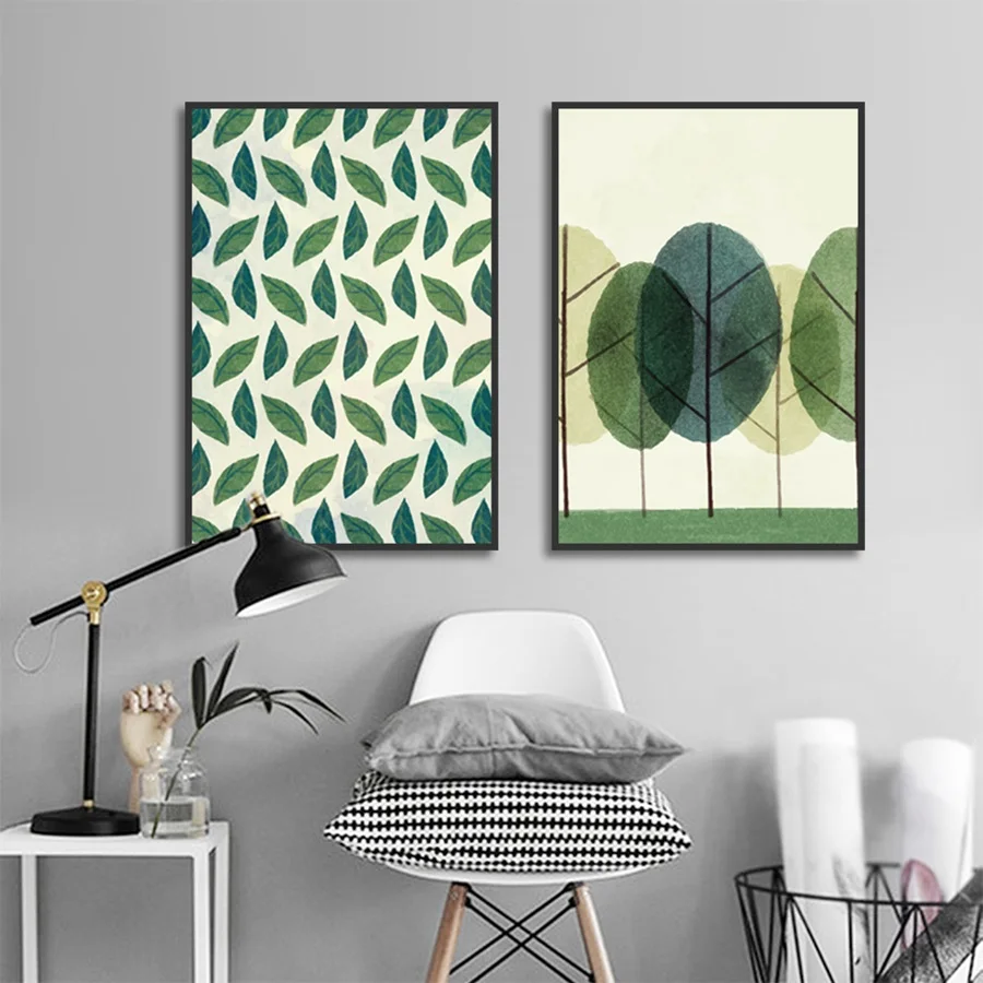

Nordic Home Decoration Canvas Pictures Abstract Leaf Painting Modular Picture Wall Art Posters and Prints for Living Room