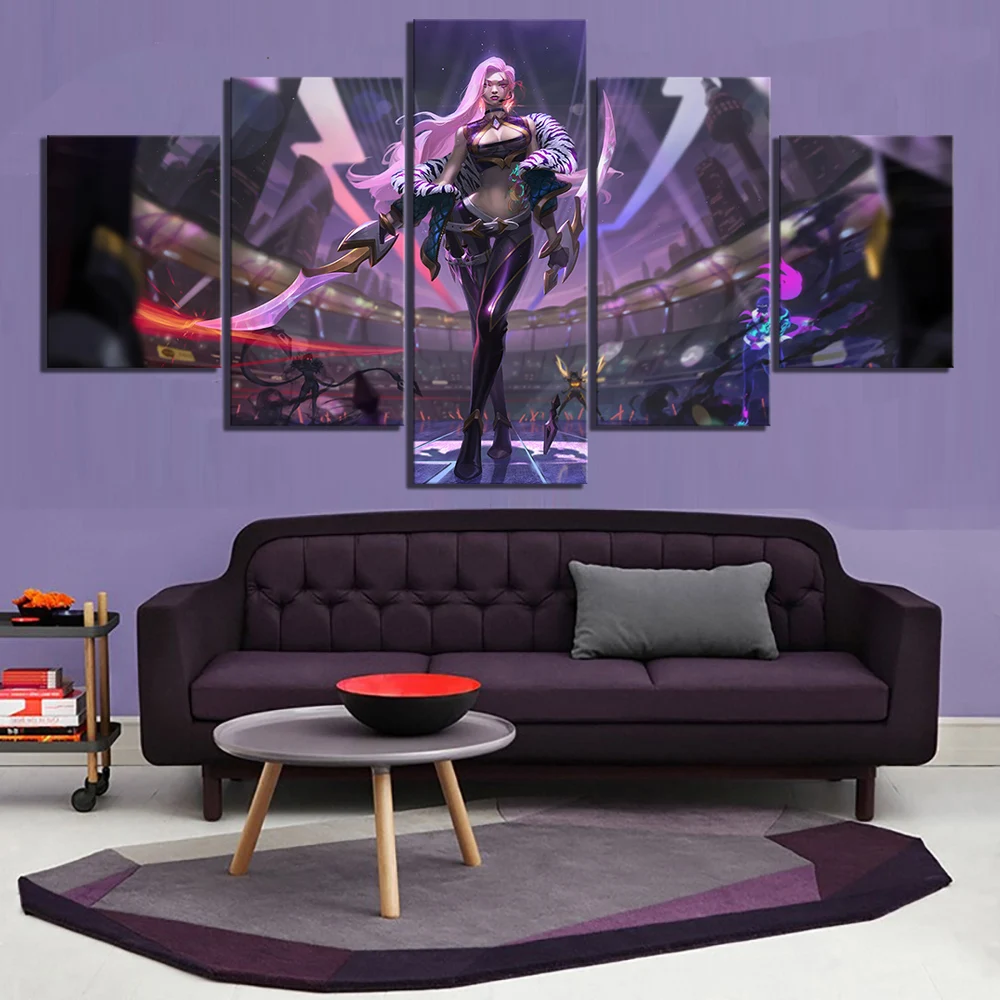 

5 Piece Digital Art Paintings League of Legends KDA Katarina Video Game Poster Artwork Canvas Paintings Wall Art for Home Decor