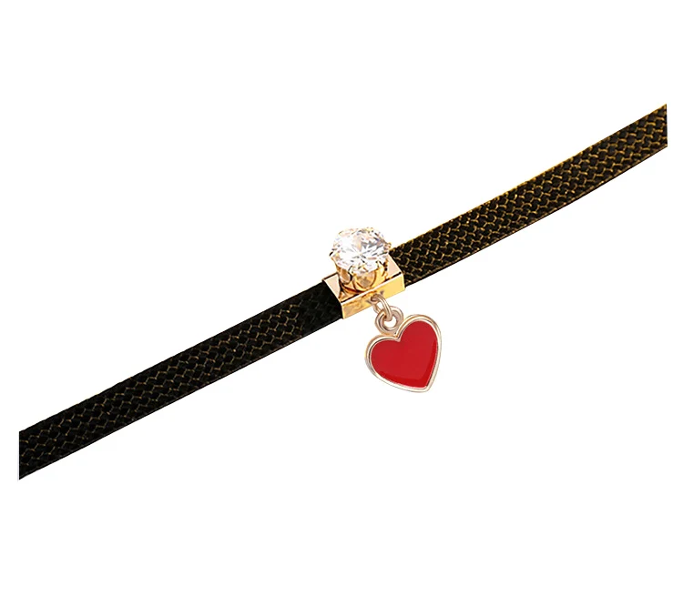 Necklace Crystal Victorian Vintage Gothic Velvet Chocker Red Heart Black Rope Clavicle Short Neck Jewelry Collar Women Jewelry