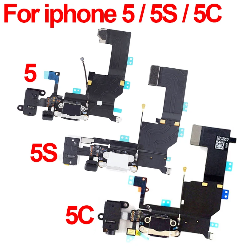 Original Charging flex For iPhone 5 5c 5s Charger port Dock USB Connector Data Flex Cable Headphone Ribbon | Мобильные телефоны и