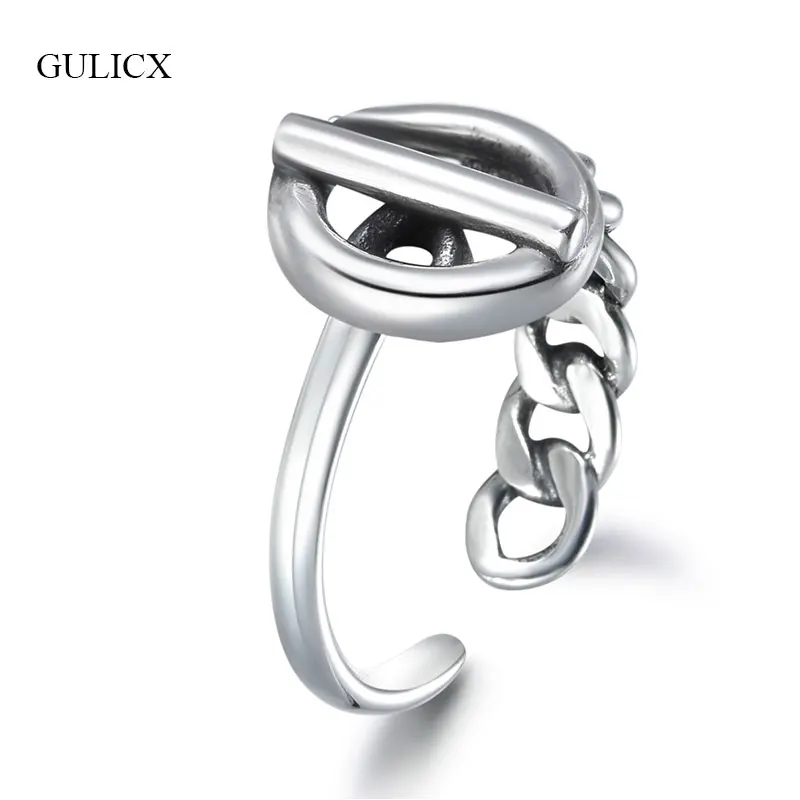 GULICX чистый 925 пробы Серебряные кольца для Для женщин корейский стиль женские открытые кольца Свадебные Обручение Юбилей Jewelry GLRT0158