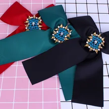 Новая мода платье с бантом С кристалалми и стразами осень вечерние однотонные зеленые красный Ткань cotoon бабочкой для Для женщин лук Галстуки duftgold