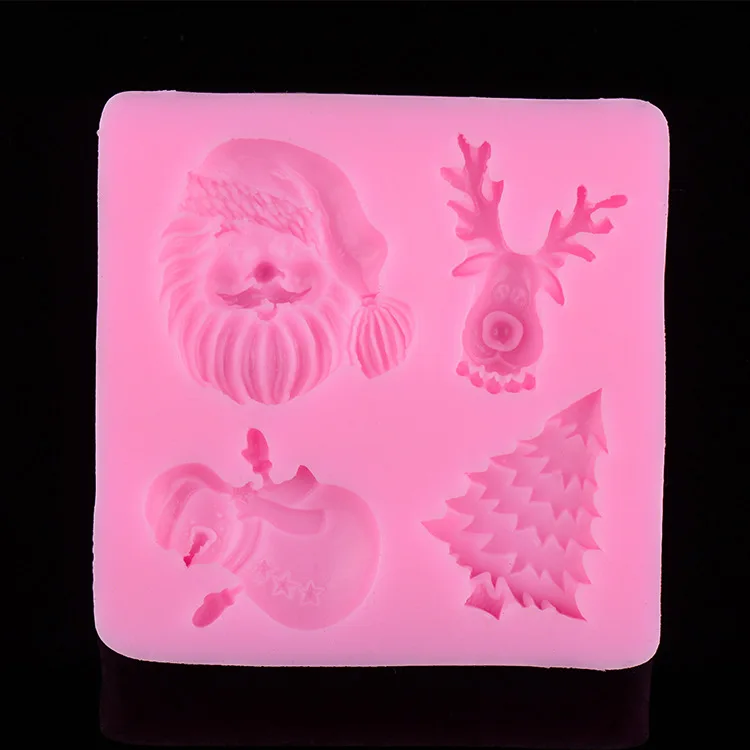 

High Quality Mini Silicone Father Christmas trees Deer Shape Cake Decorating DIY Mold Handmade Fondant Mould Tool*1 D216