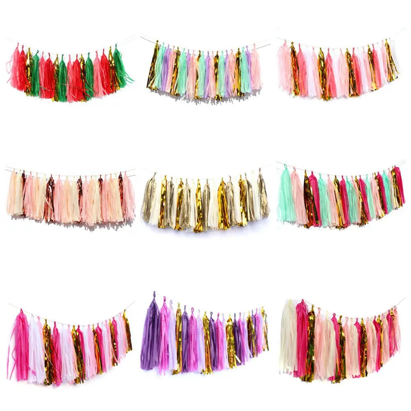 

20pcs Tissue Paper Tassels Garland Fringe Bunting Backdrop Wedding Birthday Decoration Babyshower Event Party Supplies