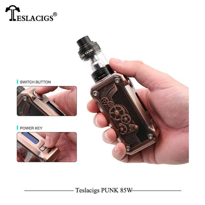 

Hot E Cigarettes Tesla Punk 85W Box Mod KitTeslacigs steampunk 85w E-Cigarettes vs Tesla Nano 120w Vape Electronic Cigarettes