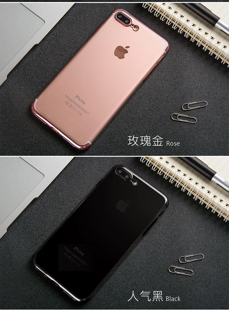 NEW For Apple iphone 6 6S 7 7plus Case Ultra-Thin Plating Clear Soft Silicone Transparent TPU Phone Cover For iphone 6SPlus Case (12)