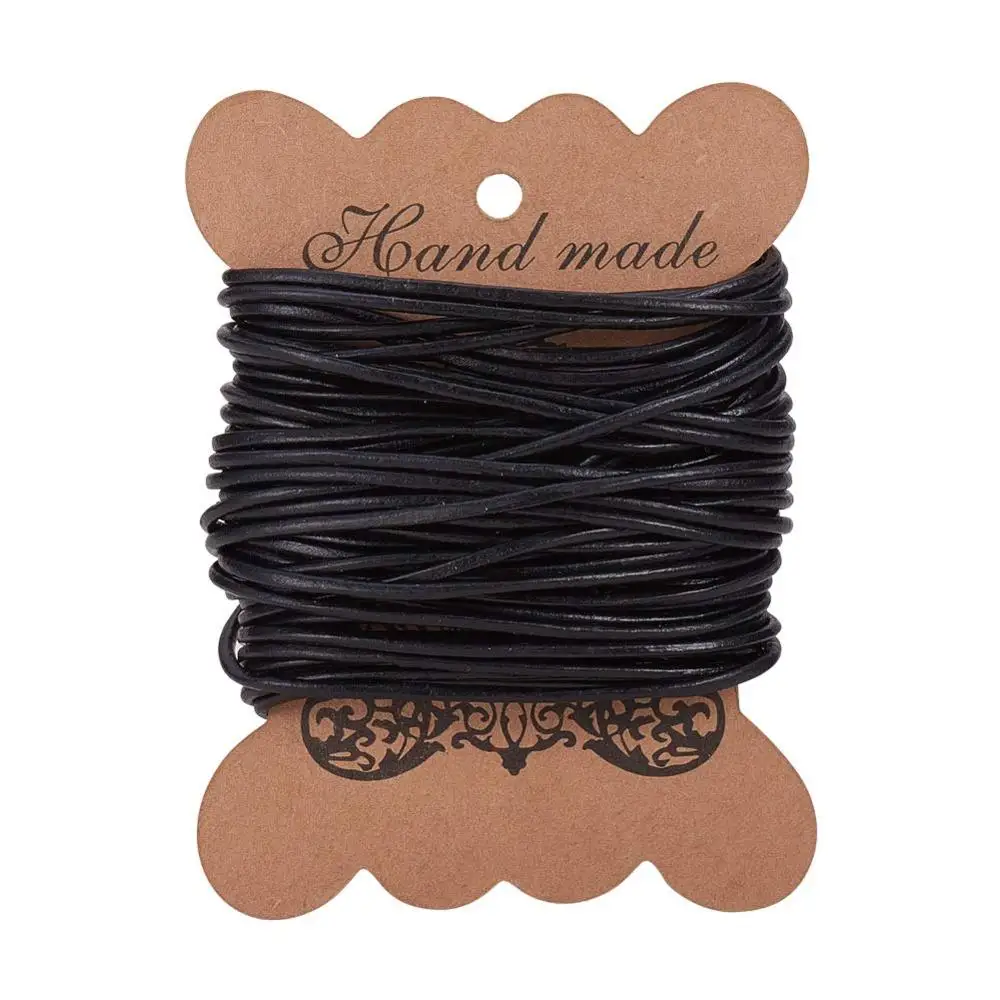 

10M 1mm Cowhide Genuine Leather Cord Round Thread Thong String Black Jewelry Bracelet Necklace Making Leathercraft Supplies