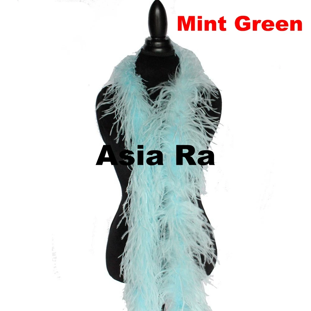 Новое поступление! 10 метров мятно-зеленого боа из страусовых перьев полоски с