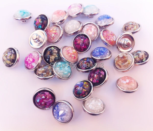 

Abalone Shell Resin Metal 12mm Snap Buttons Accessories For Diy Bracelet Jewelry 30pcs/lot Mix Colors