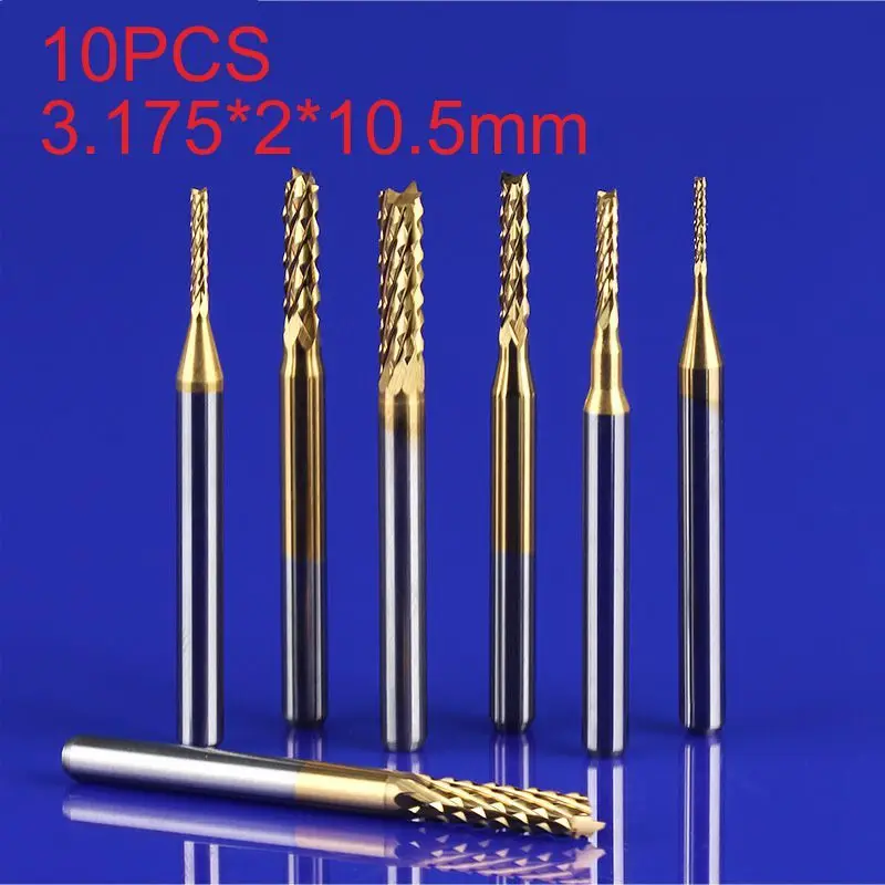 Buy 10pcs Titanium Coat Carbide End Mill Engraving