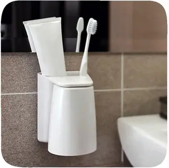 

Creative Magnetic Tooth Mug 3 Colors Wash Gargle Suit Wash Cup 2 In 1 Toothbrush Holder Set porta escova dente Free Shipping