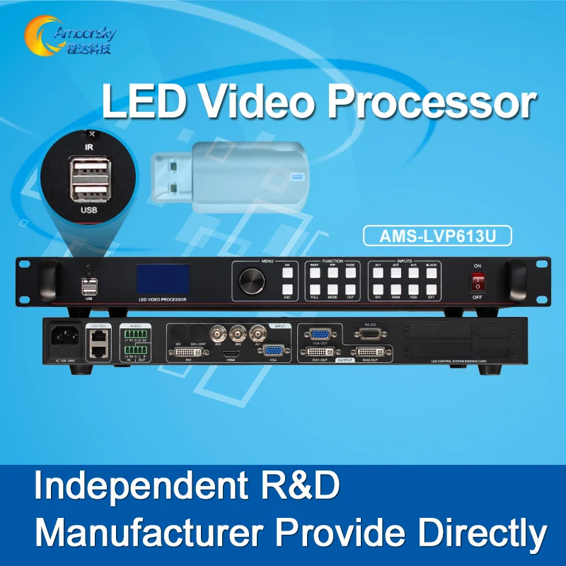 

Independent Model Design LED Video Processsor Support USB Off-line Play LED Sign Controller AMS-LVP613U Easy Operation