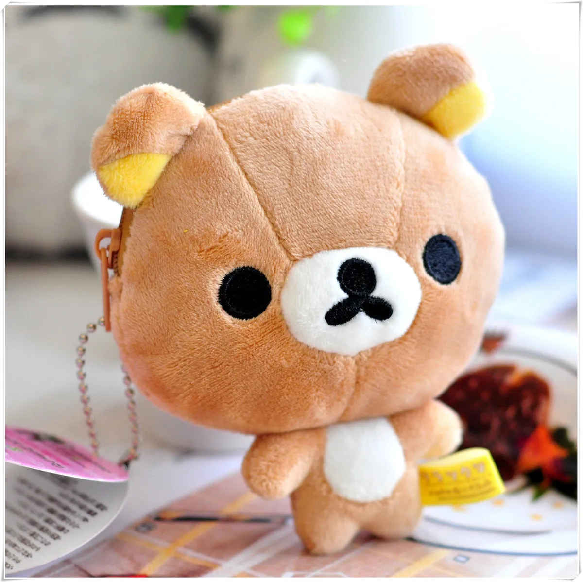 

12cm Kawaii Plumpy Rilakkuma Bear Plush Purse Keychain Soft Stuffed Toy Dolls