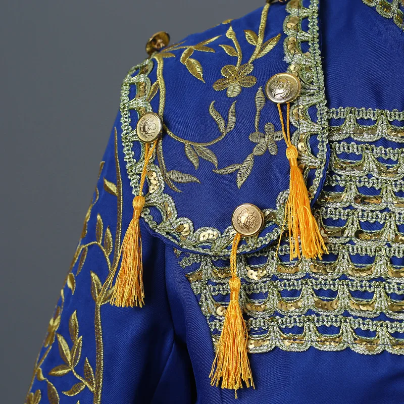 Для мужчин одежда Испанский Матадор коррида Arena Европейский суд костюмы Танцы костюм из трех предметов вышитые бахромой