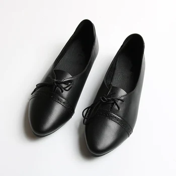 

Retro Oxford Flats Soft Sheepskin Slip-on Casual Loafers Lady Shoes BROWN/BLACK